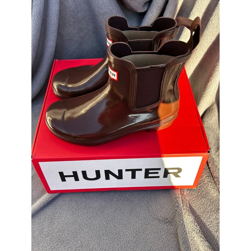 Hunter Original Chelsea Gloss Women’s 7 Brown Bolt Boots WFS2078RGL New in Box - Picture 5 of 8